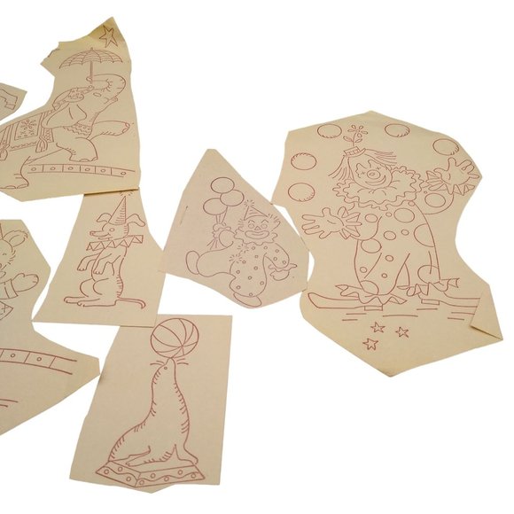 Vintage Circus Animals Transfer Patterns, MCM Workbasket Iron On Transfers, 1960 - Picture 2 of 3